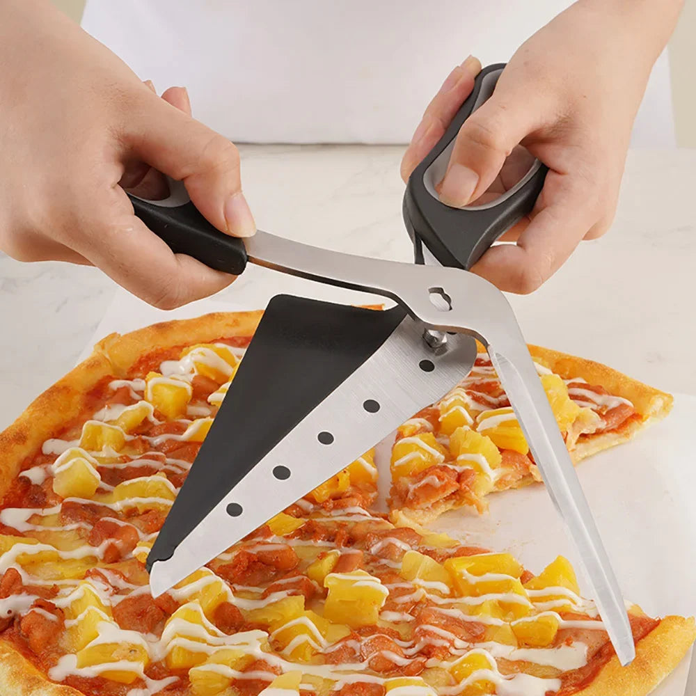 2-in-1 Pizzaschaar met RVS Mes - Afneembare Keuken en BBQ Schaar