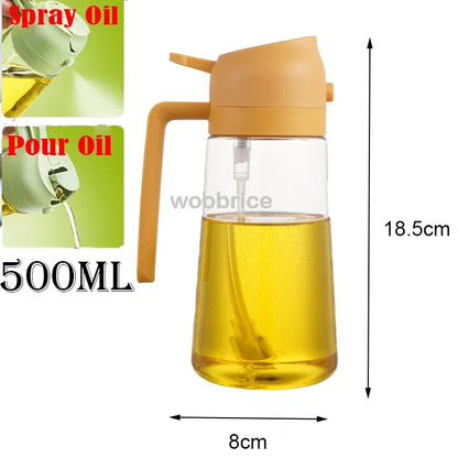 2-in-1 Olie Spray Fles 500ml - Spuit en Giet Functie voor Koken