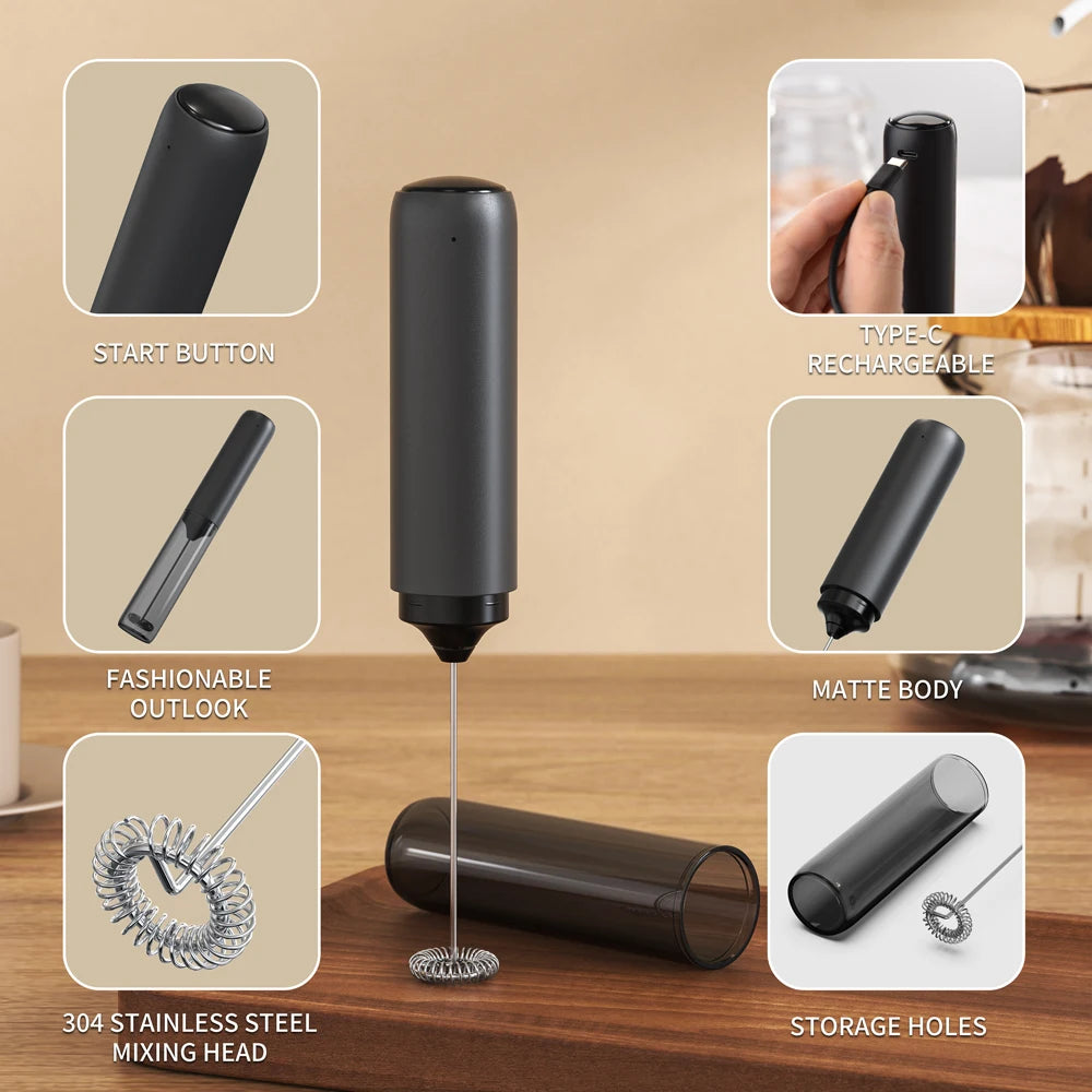 Elektrische Melkopschuimer Oplaadbaar - USB-C Handheld Mixer