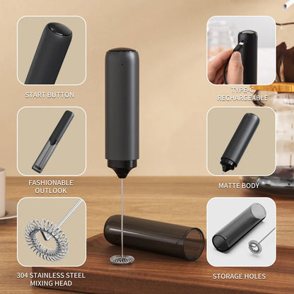 Elektrische Melkopschuimer Oplaadbaar - USB-C Handheld Mixer