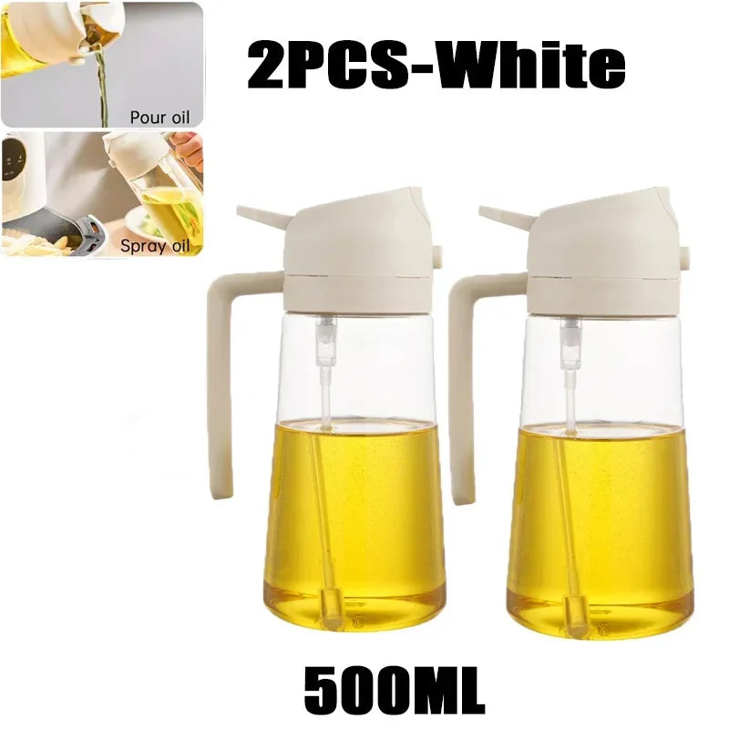 2-in-1 Olie Spray Fles 500ml - Spuit en Giet Functie voor Koken