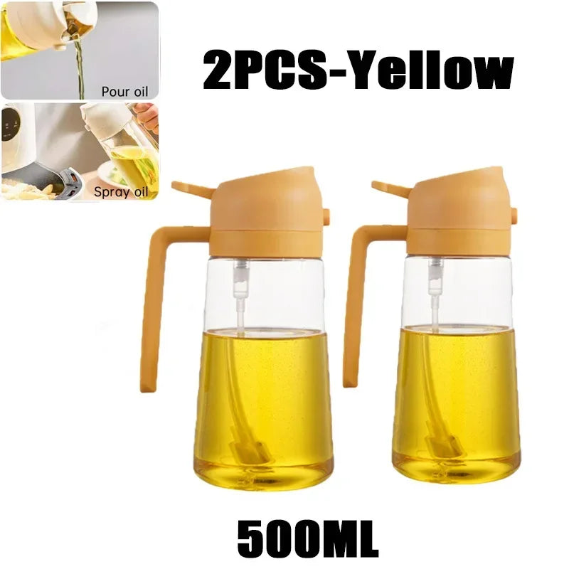 2-in-1 Olie Spray Fles 500ml - Spuit en Giet Functie voor Koken