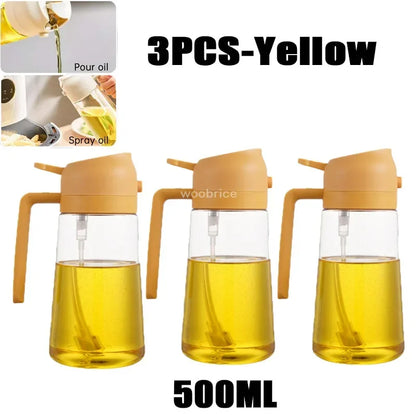 2-in-1 Olie Spray Fles 500ml - Spuit en Giet Functie voor Koken