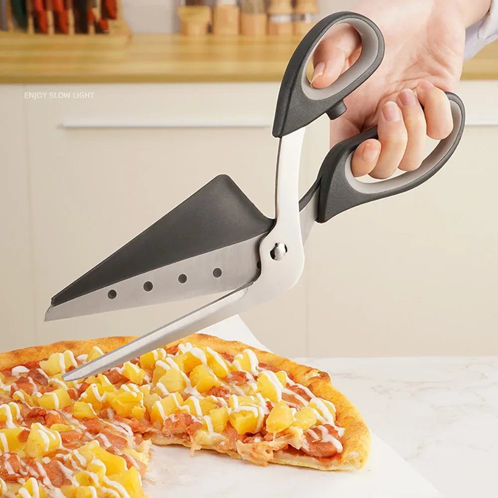 2-in-1 Pizzaschaar met RVS Mes - Afneembare Keuken en BBQ Schaar