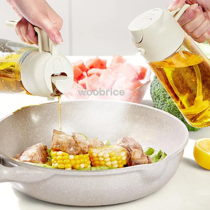 2-in-1 Olie Spray Fles 500ml - Spuit en Giet Functie voor Koken