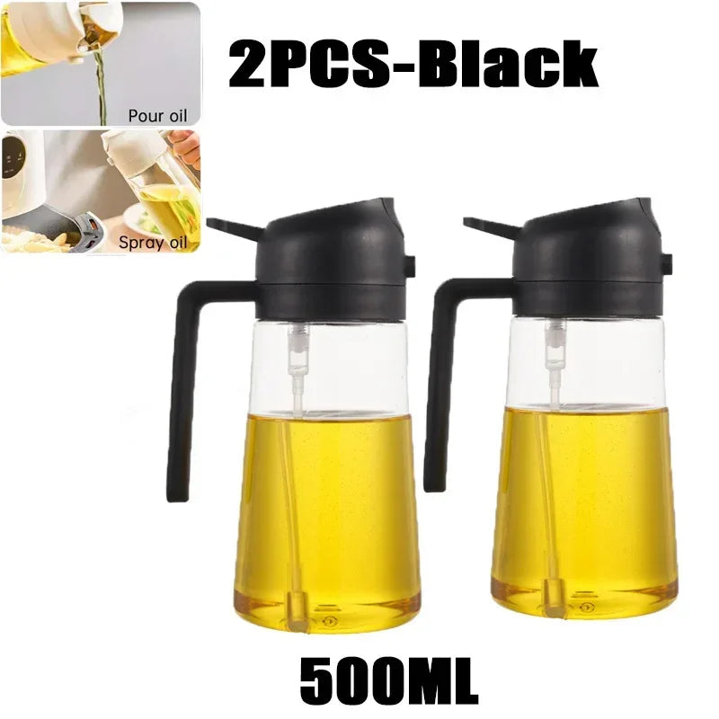 2-in-1 Olie Spray Fles 500ml - Spuit en Giet Functie voor Koken