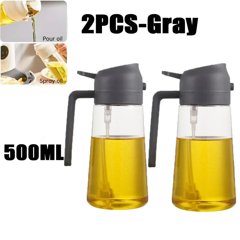 2-in-1 Olie Spray Fles 500ml - Spuit en Giet Functie voor Koken