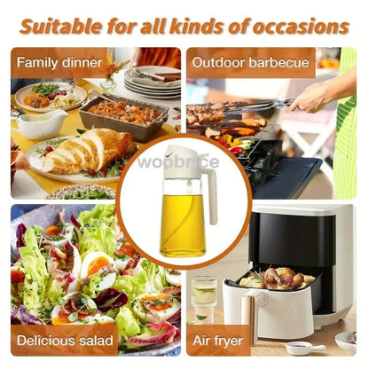 2-in-1 Olie Spray Fles 500ml - Spuit en Giet Functie voor Koken