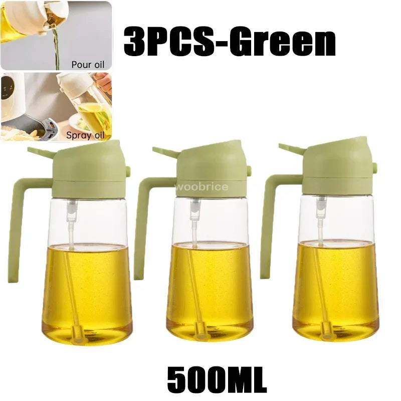 2-in-1 Olie Spray Fles 500ml - Spuit en Giet Functie voor Koken