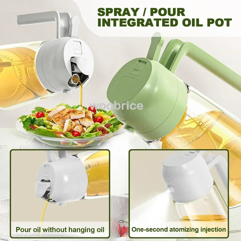2-in-1 Olie Spray Fles 500ml - Spuit en Giet Functie voor Koken