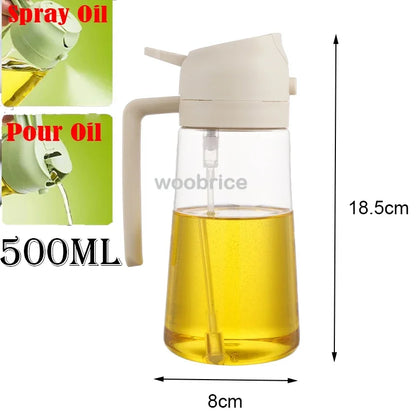 2-in-1 Olie Spray Fles 500ml - Spuit en Giet Functie voor Koken