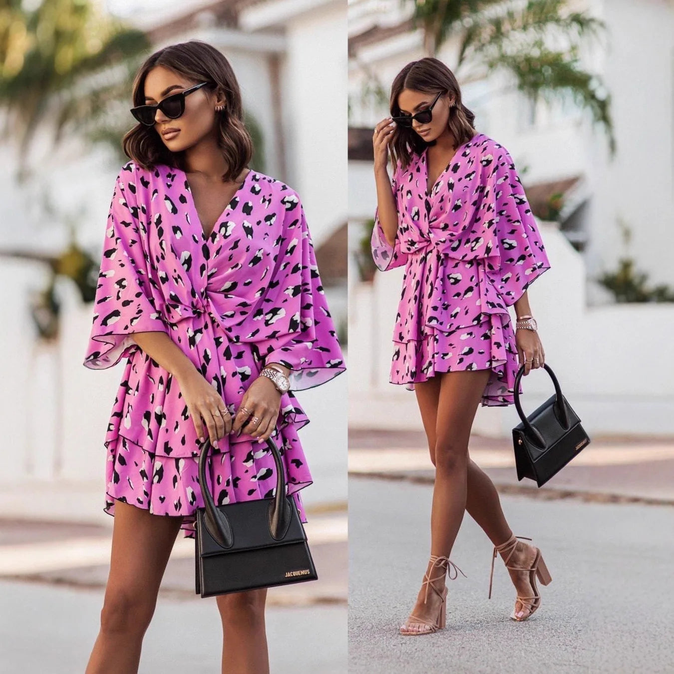 Elegante Zomerjurk met Bloemenprint en Golfmouwen