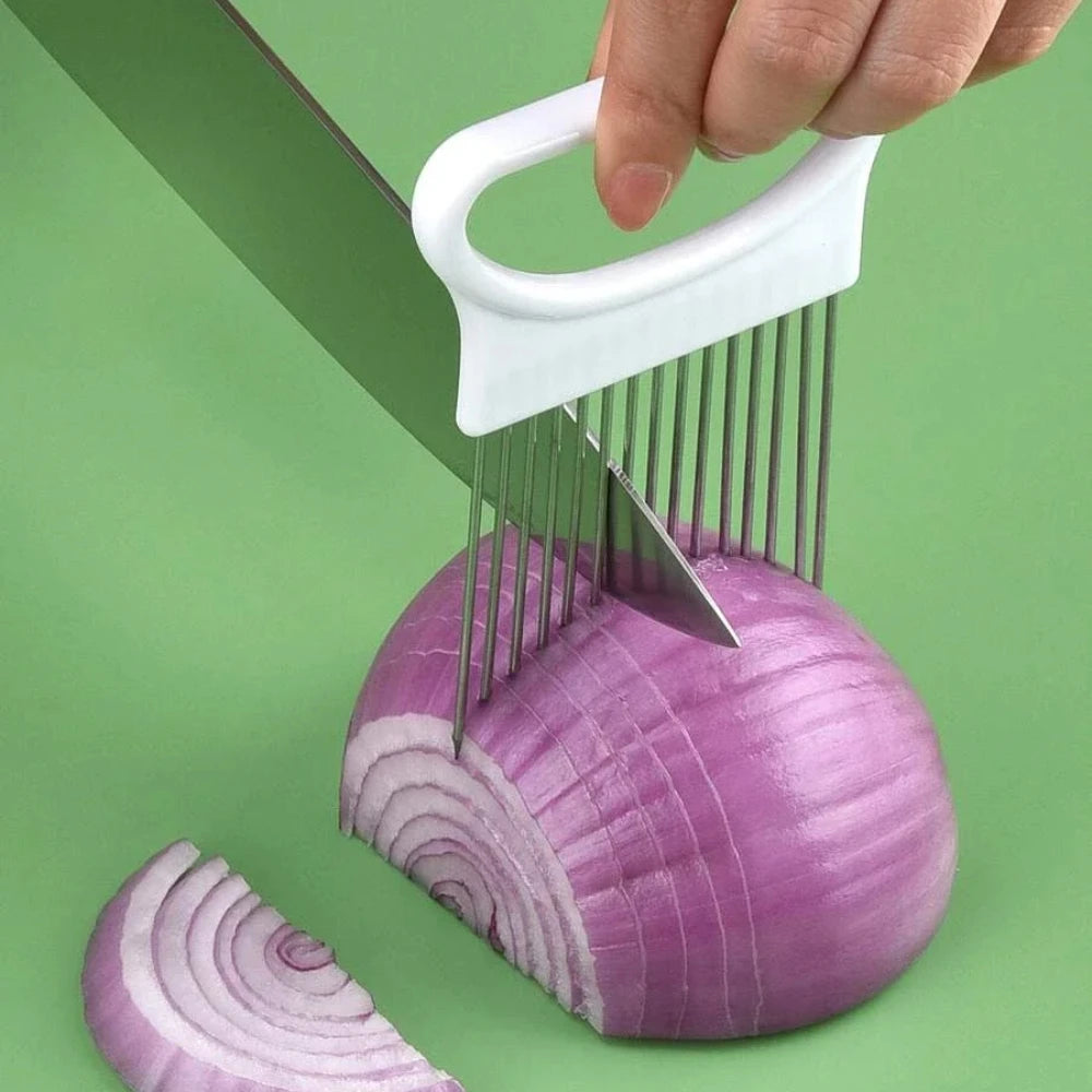 RVS Uiensnijder met Houder - Moeiteloos Uien en Aardappelen Snijden