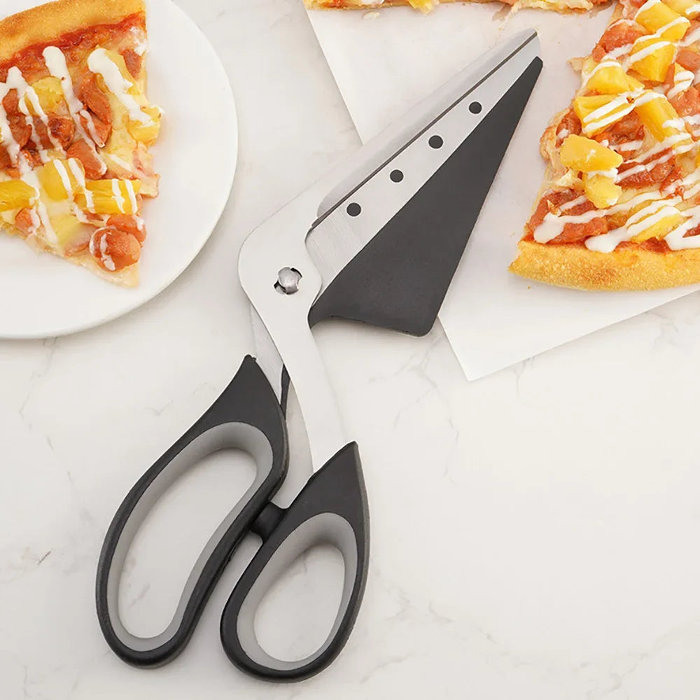 2-in-1 Pizzaschaar met RVS Mes - Afneembare Keuken en BBQ Schaar