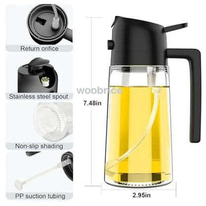 2-in-1 Olie Spray Fles 500ml - Spuit en Giet Functie voor Koken