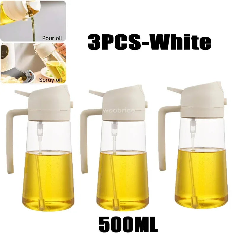 2-in-1 Olie Spray Fles 500ml - Spuit en Giet Functie voor Koken
