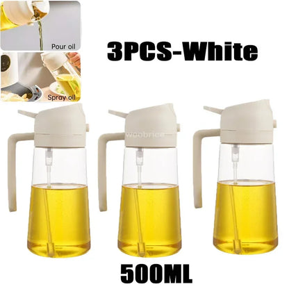 2-in-1 Olie Spray Fles 500ml - Spuit en Giet Functie voor Koken