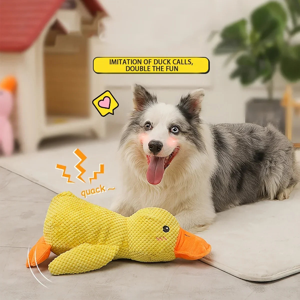 Hondenspeeltje Eend met Piep - Duurzaam Pluche Knaagbot voor Honden